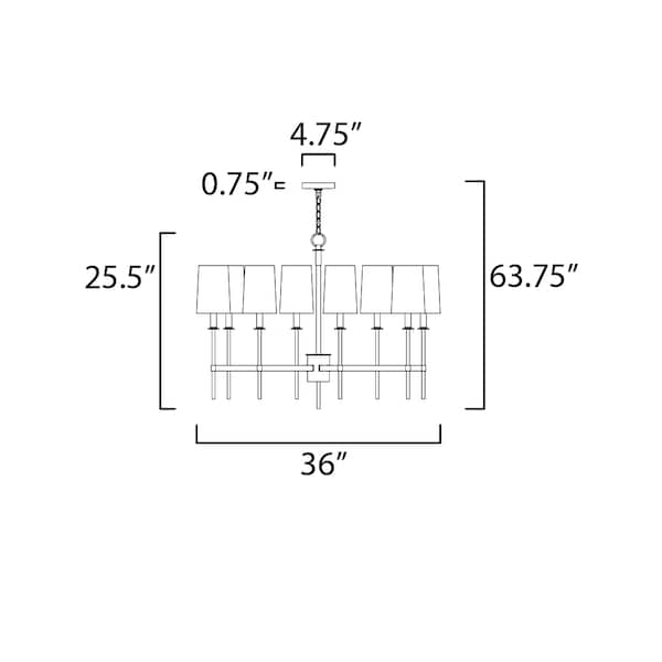 Uptown 8-Light 36 Wide Satin Brass / Polished Nickel Chandelier